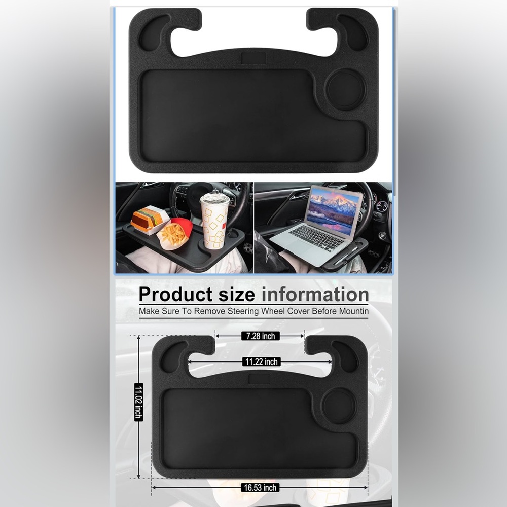 Black Car Steering Wheel Tray